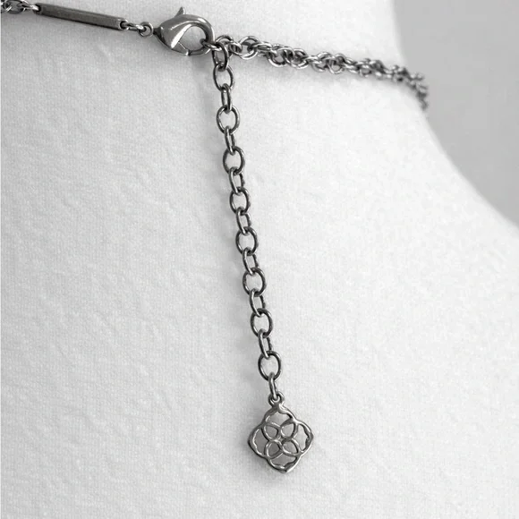 Kendra Scott Silver Tone Gray Stone Tassel Pendant Necklace - Picture 3 of 3